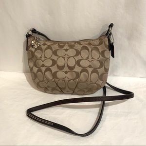 Coach Signature Pattern Tan Crossbody
